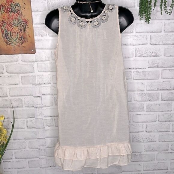 Love Stitch Ruffled Boho Hippie Crochet Beaded Tank Top Shirt Size Small - Picture 3 of 8